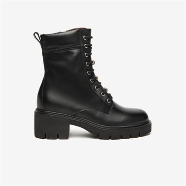 NeroGiardini Block Heel Laced Ankle Boot - Black Leather